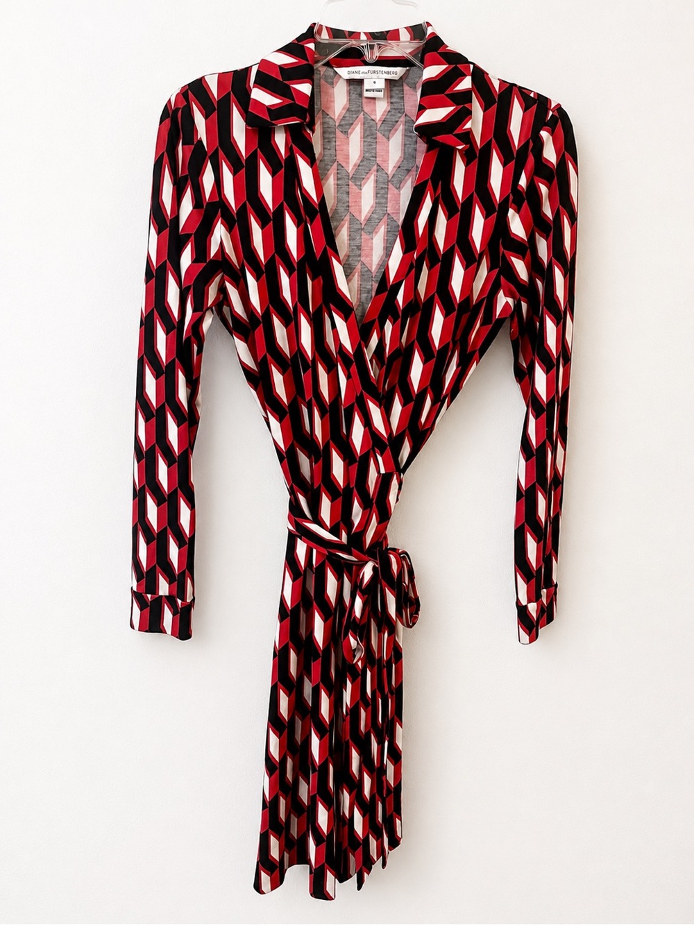 Diane von Furstenberg DVF Bold Geometric Print Wrap Dress